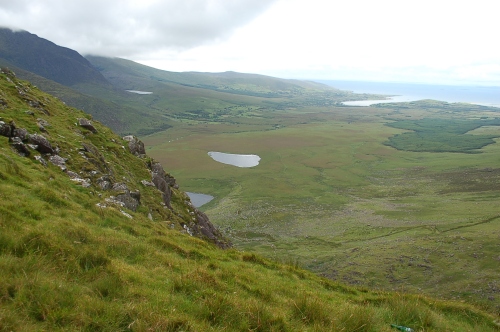 View of corrie lakes from Connor Pass, County Kerry